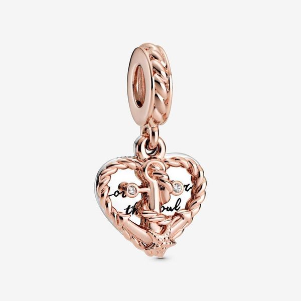 Autêntica 925 prata contas prata pulseiras corda coração amor âncora pendão charme corrediça encantos se encaixa europeu pandora estilo jóias pulseiras Murano