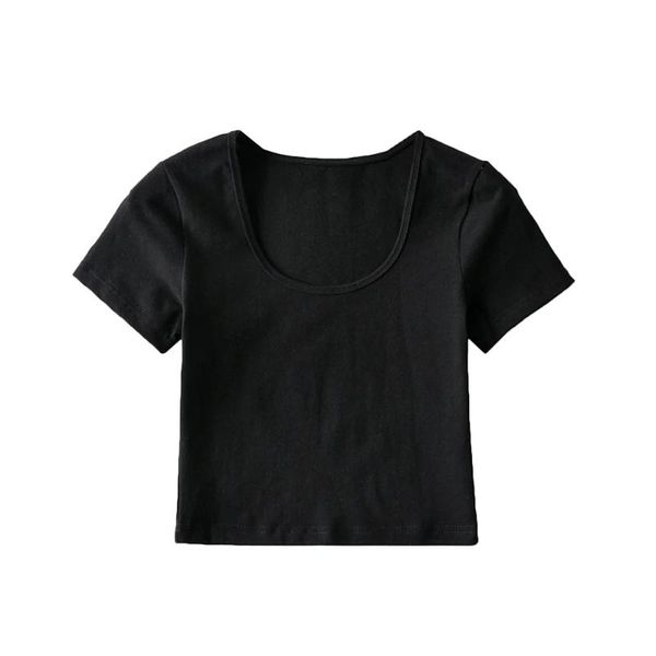 

women's t-shirt 2021 summer women cotton tee lady o-neck thin modal crop short sleeves t shirt fashion style brief paragraph, White