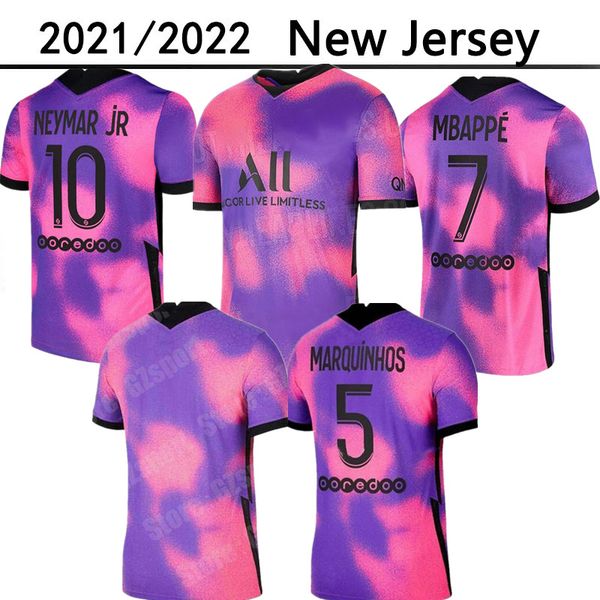 

21 22 soccer jersey mbappe verratti 2021 2022 neymar hero future di maria kean football shirts men third away sets paris uniforms, Black;yellow