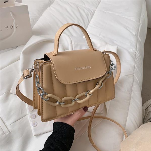 

evening bags casual women pure color pu leather chain shoulder crossbody messenger bag fashion ladies handle handbags