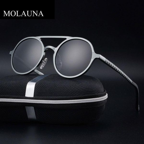 

sunglasses retro round steampunk men women aluminum men's polarized classic driving male glasses uv400, White;black