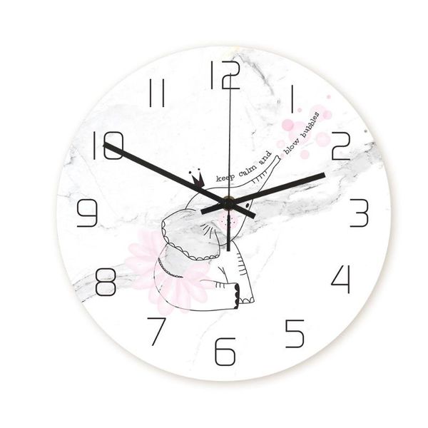 

wall clocks fresh healing marble texture hanging clock uv printing bedroom living room decoration mute