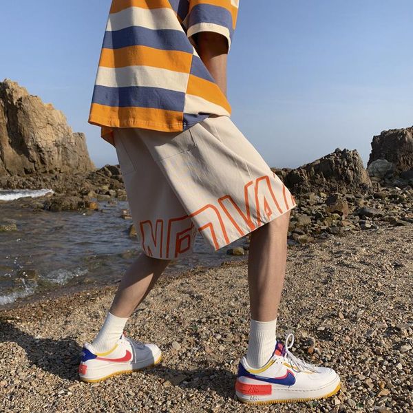 

men's shorts loose five-point pants summer sports ins casual, White;black