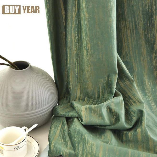 

curtain & drapes simple american retro curtains post-modern light luxury flannel finished green bronzing stripes for living room