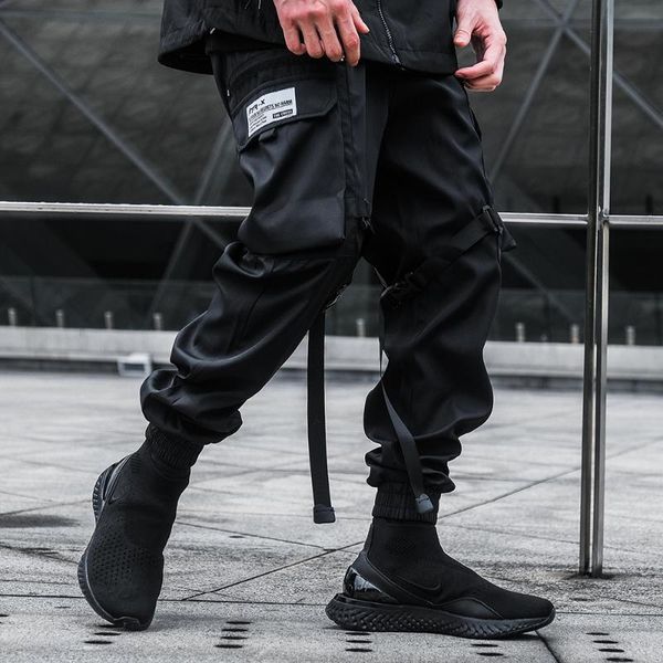 

men's pants techwear joggers for men black streetwear harem multi-pockets