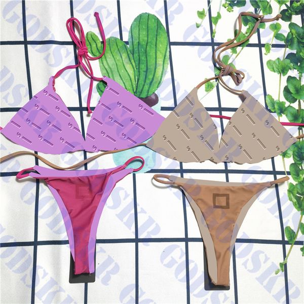 Sexy Bandage Bikini Damen Bademode F Brief Drucken Badeanzug Strand Damen Badeanzug Zwei Farben