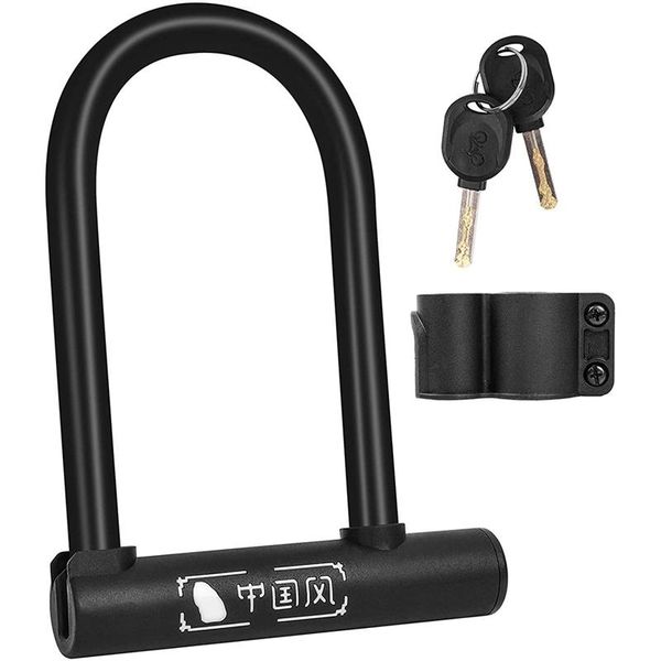 

bike locks u-lock with 2 keys, heavy duty security anti-theft lock, pvc waterproof rustproof bicycle lock for mtb, road bikes