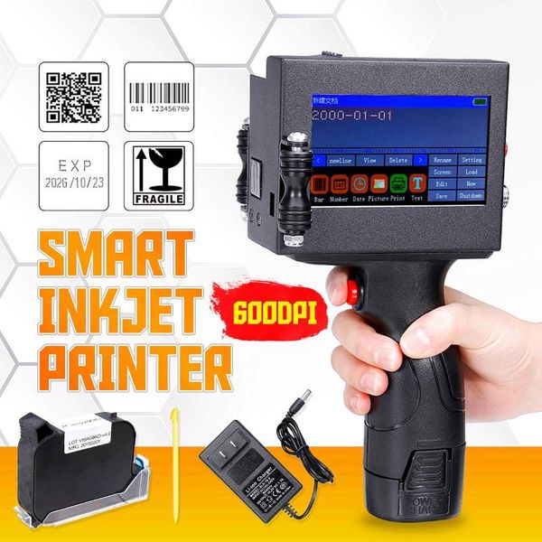 

printers mobile portable handheld smart inkjet printer coder coding machine print date qr code with led touch screen ink cartridge