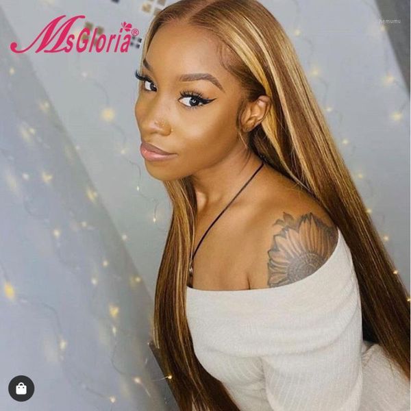 

highlight ombre color part lace front human hair wigs straight brazilian remy for women pre plucked with baby1, Black;brown