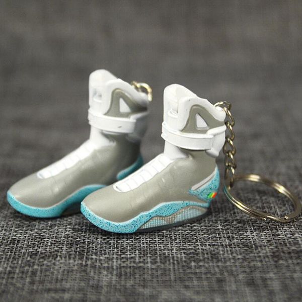 

back to the future mini 3d stereo sneaker keychain woman men kids key ring gift luxury shoes keychains car handbag key chain basketball shoe, Silver