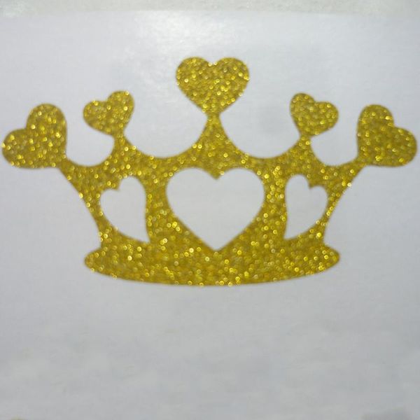 

gold glitter sticker crown with heart for envelope seals wall gift wrap