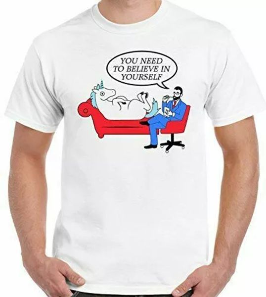 

unicorn t-shirt believe in yourself-mens funny, White;black