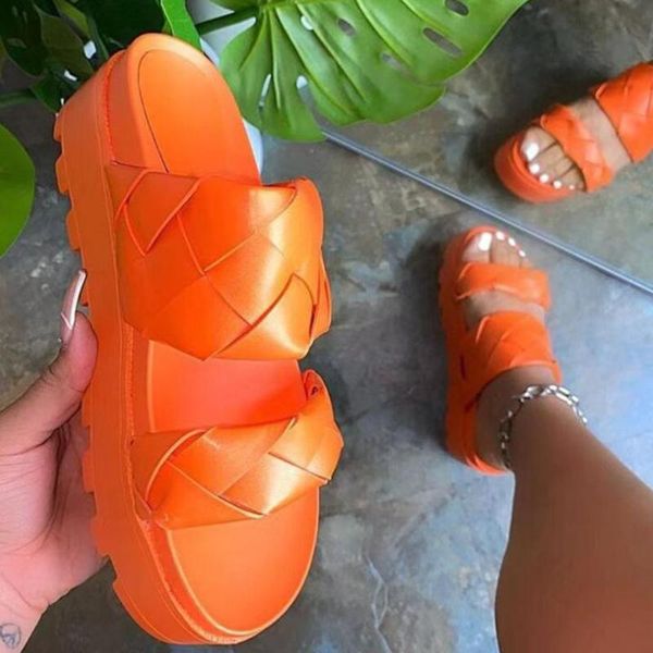 

summer women slippers platform weave plus size ladies anti slip indoor comfort female sandals casual beach shoes zy559, Black