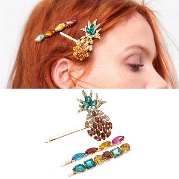 

a1902 new lovely pineapple set hairpin net red temperament girl sweet fashion fruit hairpin girl, Golden;silver