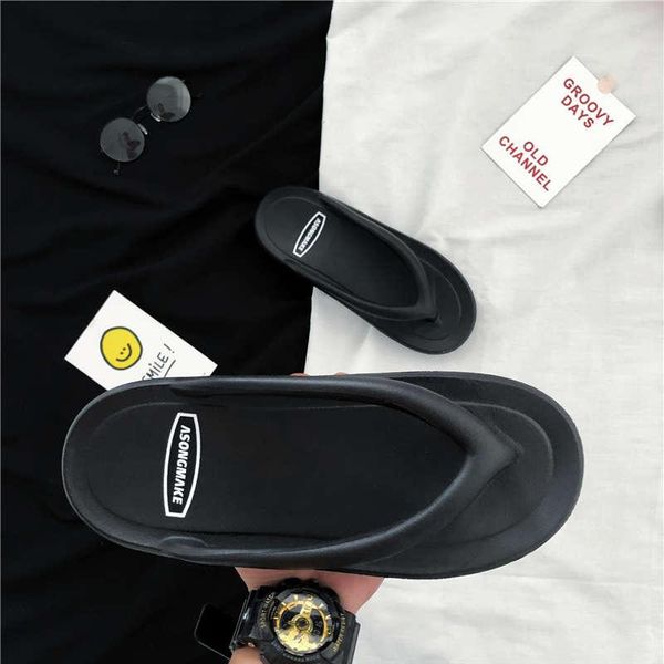 

slippers woman plus number summer women flip flops loafers ladies heeled sandals high sole men shoes 48 tennis teenagers, Black