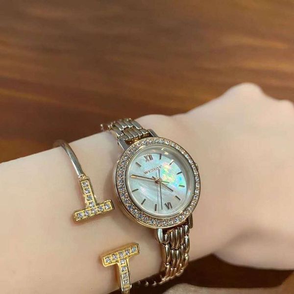 

bracelet korean women's watch simple temperament lady quartz watch small dial steel band net red girl, Slivery;brown