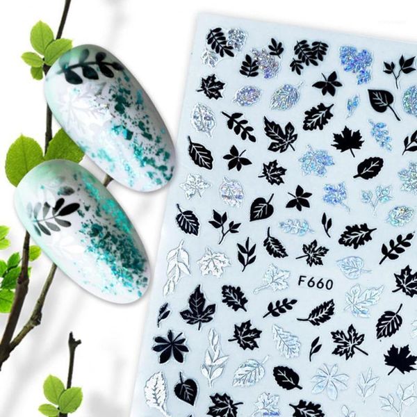 

nail sticker self-adhesive diy multi functions 3d ultra thin flower shape decals for beauty nails accesorios decoration stickers &1, Black