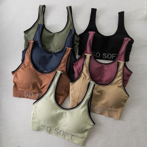 

women's tanks & camis women sport bra black underwear padded seamless yoga fitness sports mesh tank female vest push up cotton solid gy, White