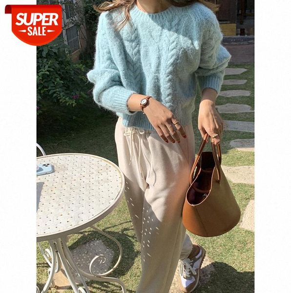 

[huang zheng] pure color short twist sweater women korean style loose and thin outer wear m8435 #b12t, Black;gray