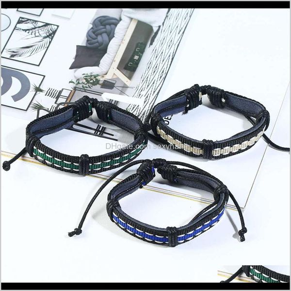 

other bracelets jewelry drop delivery 2021 ornaments in tourist attractions famous ethnic wind ribbon hand woven hemp rope leather bracelet, Golden;silver