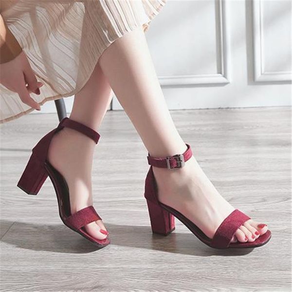 

european style sandals female summer with 2021 korean women's shoes one word buckle high heels ladies roman dress, Black