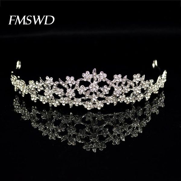 

hair clips & barrettes fashion rose gold color rhinestone tiara weeding queen crystal crown for bride elegant jewelry decoration accessories, Golden;silver