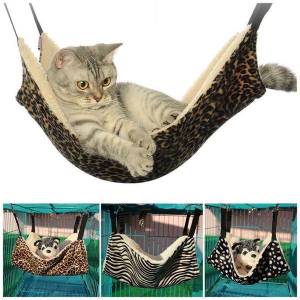 

cat beds & furniture 53x38cm hammock large leopard fur bed animal hanging cage comforter ferret pet supplies