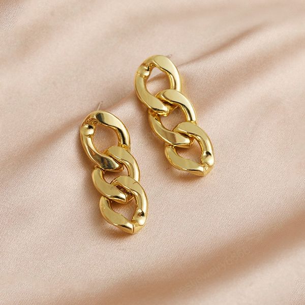 

trendy thick chain dangle earrings gold silver color metal earrings korea drop earring for women jewelry gifts