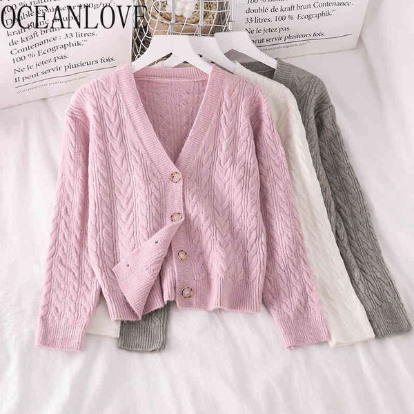 

winter clothes women v neck solid autumn korean sweaters sweet short elegant cardigans ropa mujer 18227 210415, White;black