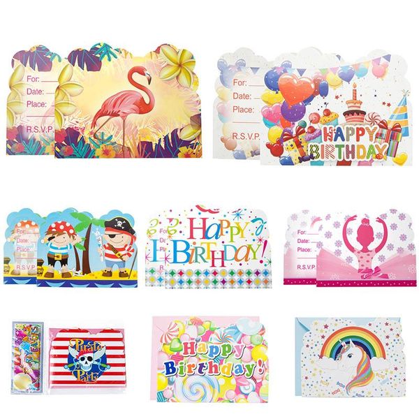 

greeting cards 6pcs handmade birthday card invitation postcard valentine' day laser cut envelope wedding party supplies paper
