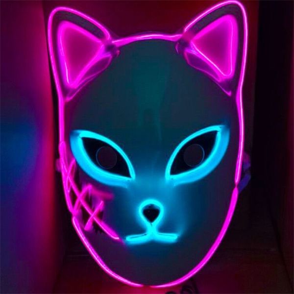 

pvc material el luminous black background cold light led mask