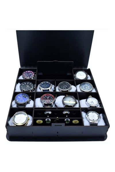 

12-pack watch box with wooden cufflink and jewelry compartment 2021053002 bath accessory set