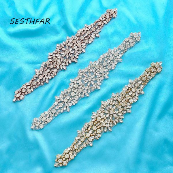 

wedding sashes rhinestones appliques diy pearl bridal belt gold crystal for accessories f140, White