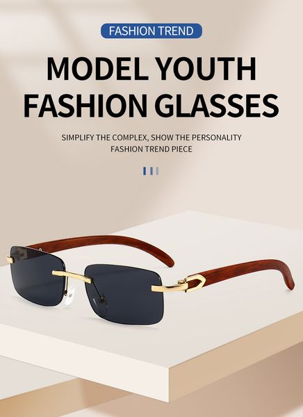 

men women square frameless sunglasses glasses classic leisure luxury rectangular goggles mixed color multicolor fashion frames with original, White;black
