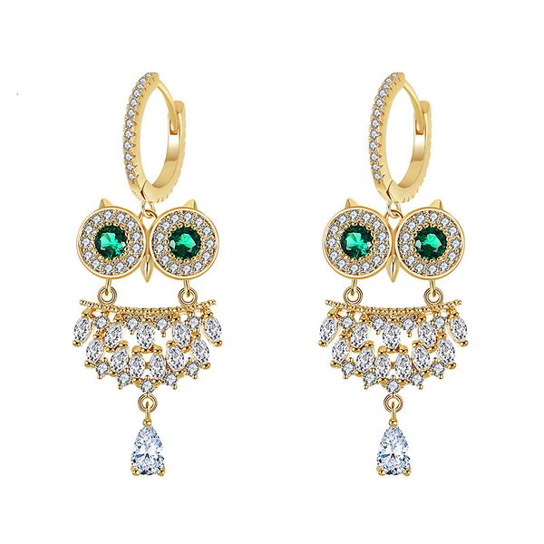 

dangle earrings korean fashion animal temperament owl versatile lovely diamond inlaid pendant women's, Silver