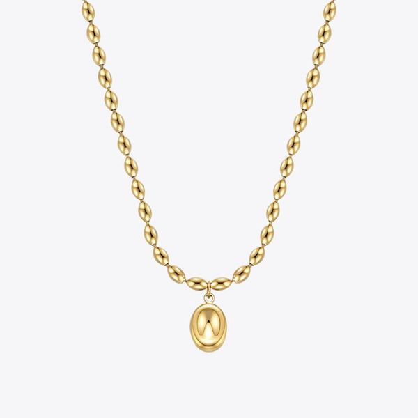 

oval beans necklaces gold color vintage necklace stainless steel fashion jewelry party holiday collier femme p213201 pendant, Silver