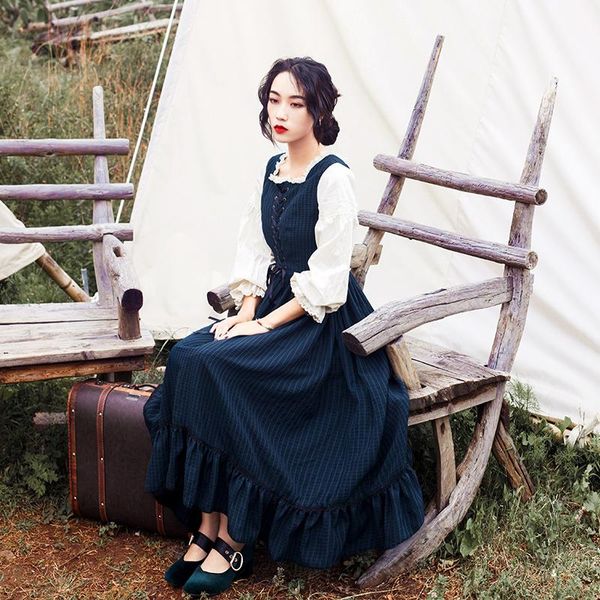 

casual dresses 2021 fashion women's autumn literary retro dress long sleeve elegant vestidos, Black;gray
