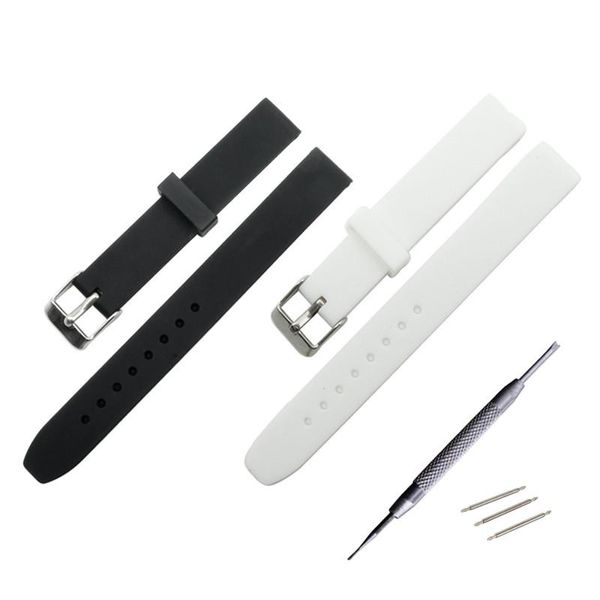 Uhrenarmbänder, 14 mm, schwarz, weiß, Silikon-Gummi, Taucherband, wasserdicht, Ersatz, universelles Sport-Armband, Armband-Zubehör