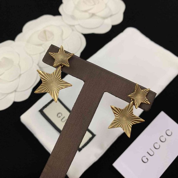 

special offer 70% off luxury jewelry gjia gujia 21 year old new star double letter brass s925 silver needle earrings, Golden