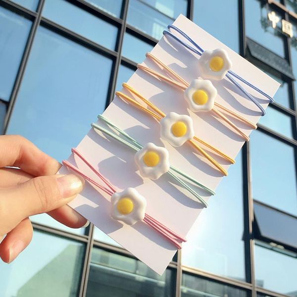 

hair accessories korean-style ring poached egg rope creative girl band student holster rubber headwear, Slivery;white