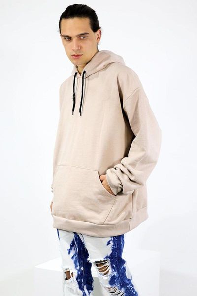 

men's hoodies & sweatshirts basic super oversize sweatshirt beige hooded, Black