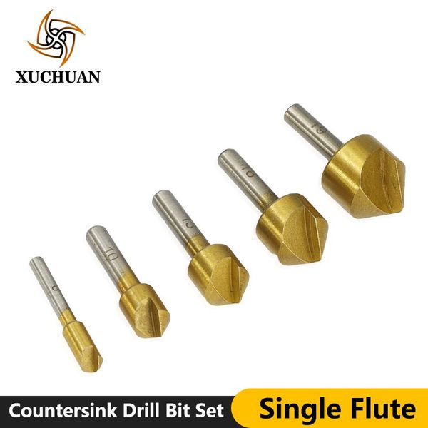 

single flute chamfer drill bit set 90 degrees hole cutter titanium coated 3/5pcs for metalworking tool countersink professional bits
