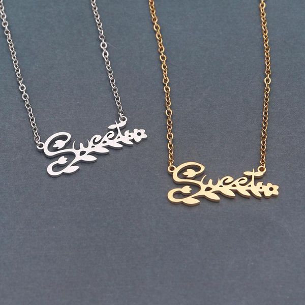 

pendant necklaces retro leaf clover necklace for women stainless steel long chain hop punk jewelry accessories boho charm choker pendientes, Silver