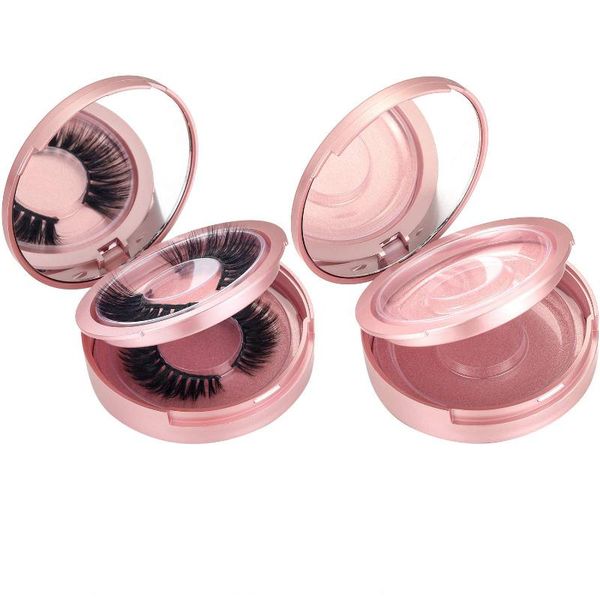 

double layer eyelash packaging circle box storage case lash boxes empty with mirror and tray for women bottles & jars