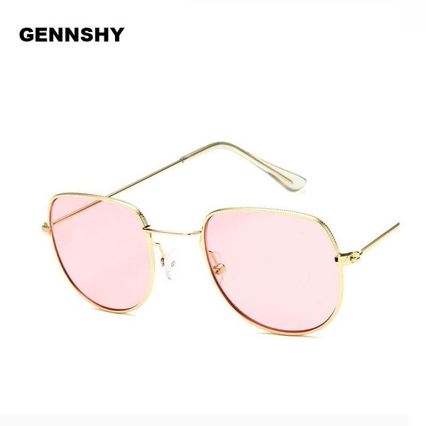 

america and europen sunglasses gold frame transparent ocean lenses women retro small metal pink, White;black