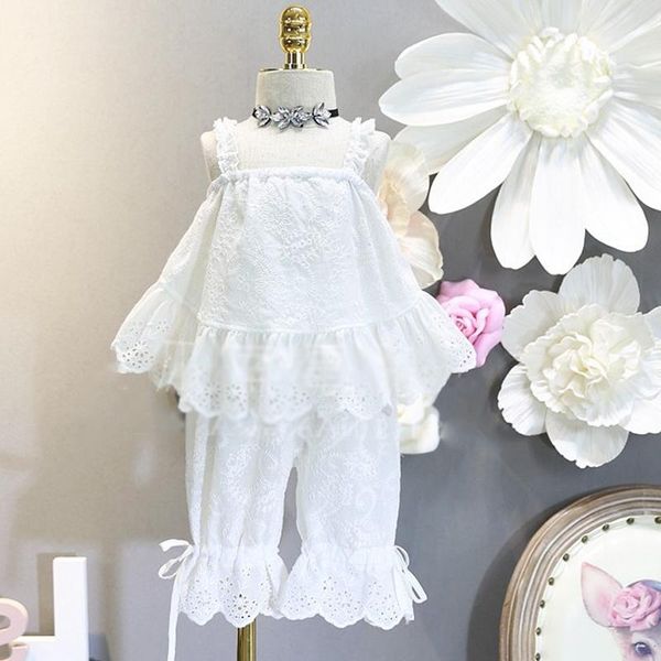 

clothing sets girls suit flower sling plus middle pants 2021 summer fashion children's, White