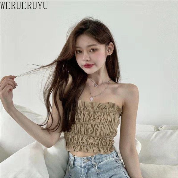

women's tanks & camis werueruyu summer strapless tube women pleated bras female wrapped chest lingeries, White