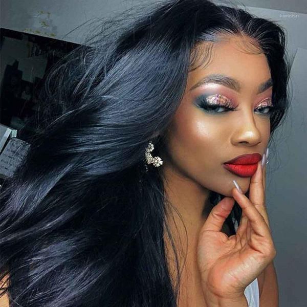 

13x6 lace front human hair wigs thick density pre-plucked remy brazilian frontal for women1, Black;brown