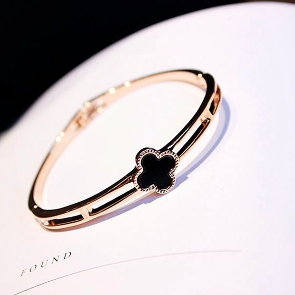 

korean fashion clover alloy bracelet simple versatile women's popular jewelry, Black