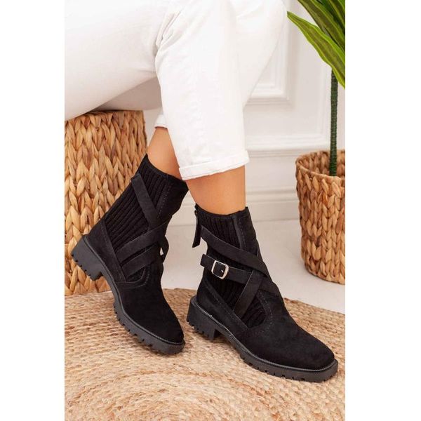 

boots black color pu suede leather season 2021 autmn winter fashion stylish comfortable standard mold zipper women female